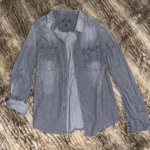 Grey denim button-up